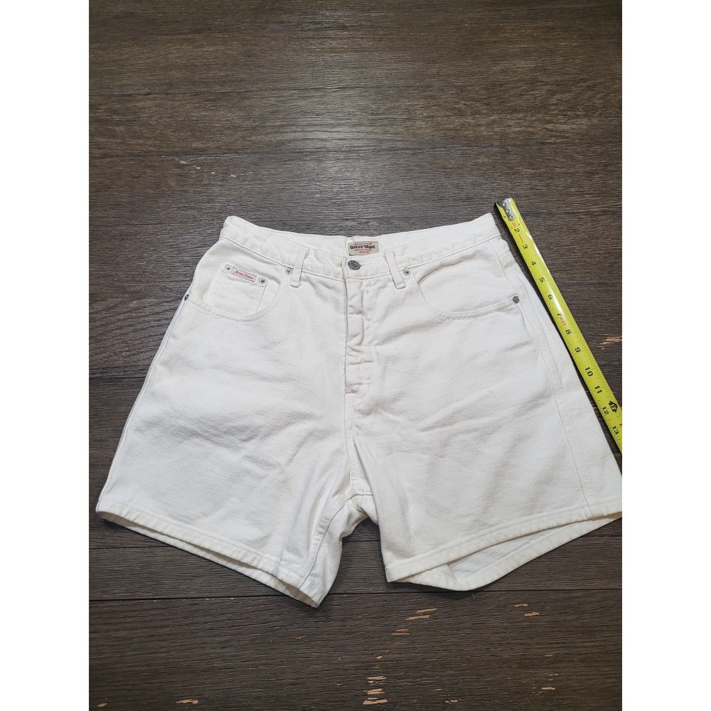 Vintage 90's USA Guess Jean Shorts Denim Cream White Men's Sz 30 Inseam‎ 4"